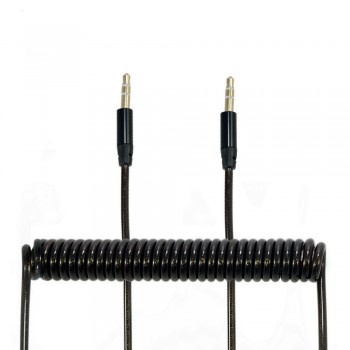 Аудио-кабель 3,5мм черный спиральный (CBA75-35-B) WIIIX 54-172см AUX