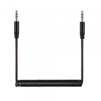 Аудио-кабель 3,5мм черный спиральный (CBA75-35-B) WIIIX 54-172см AUX