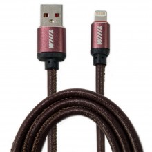 Data-кабель USB-Lightning коричневый эко-кожа (CB810-2A-U8-LR-10BN) WIIIX 1м